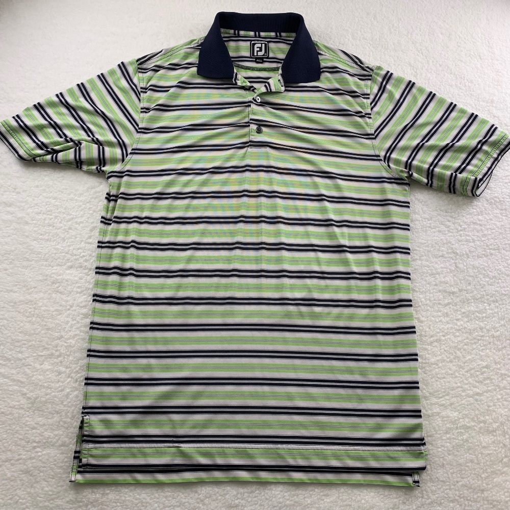 Athletic Fit FootJoy Men's polo  Large Collared Stripes short sleeves buttons